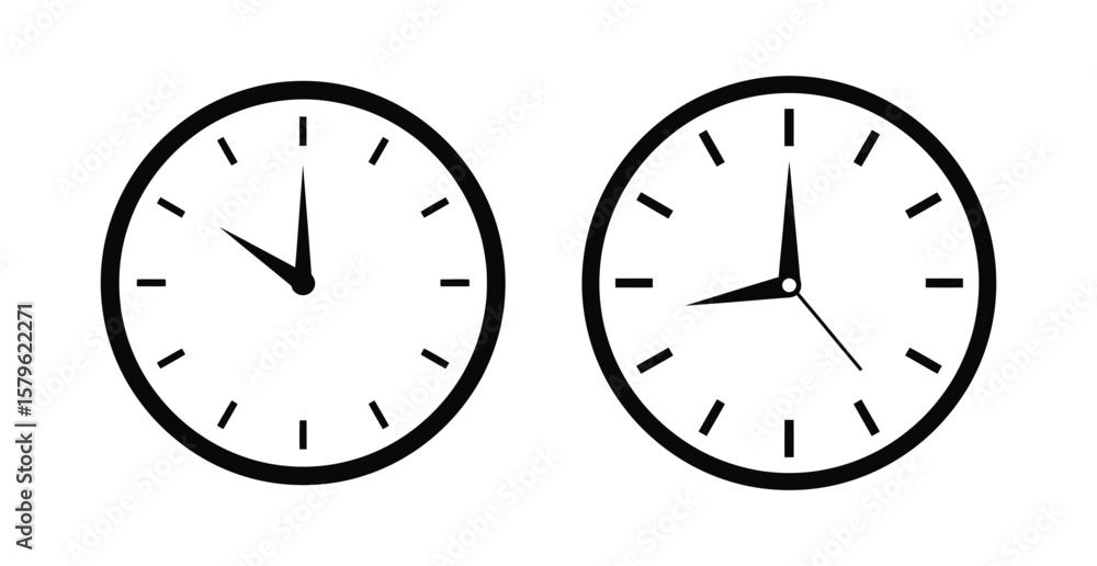 Aufkleber two minimalist clock faces showing different times offer a clear visual representation for time mana