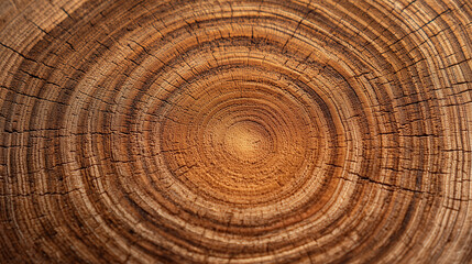 Close-up of tree trunk rings, clean radial wood pattern with realistic textures, centered and symmetrical.