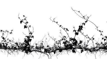 Fototapeta premium Raspberry vine shadows forming intricate patterns with twisting thorny vines in soft natural light ambiance