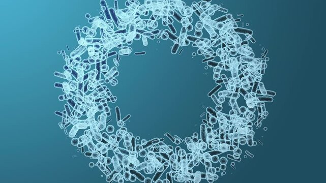 Enterobacteriaceae, gram-negative rod-shaped bacteria, part of intestinal microbiome and causative agents of different infections, 3D rendering. Escherichia coli, Klebsiella, Enterobacter and other	