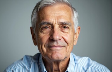 Obraz premium A close-up portrait of an elderly man with gray hair and a gentle smile