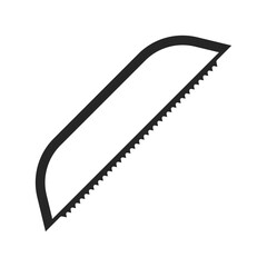 Bow saw pruning garden tool in silhouette vector icon