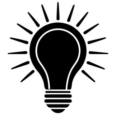 Lightbulb icon vector, a Lightbulb silhouette, Vector of Lightbulb art, Lightbulb black silhouette vector isolated
