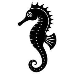 Seahorse icon vector, a Seahorse silhouette, Vector of Seahorse art, Seahorse black silhouette vector isolated