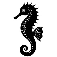 Fototapeta premium Seahorse icon vector, a Seahorse silhouette, Vector of Seahorse art, Seahorse black silhouette vector isolated
