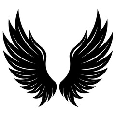 Obraz premium Bird wings icon vector, a bird wings silhouette, Vector of bird wings art, bird wings black silhouette vector isolated