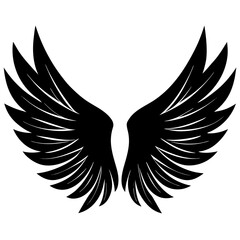 Fototapeta premium Bird wings icon vector, a bird wings silhouette, Vector of bird wings art, bird wings black silhouette vector isolated