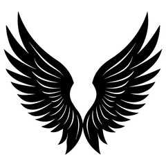 Fototapeta premium Bird wings icon vector, a bird wings silhouette, Vector of bird wings art, bird wings black silhouette vector isolated