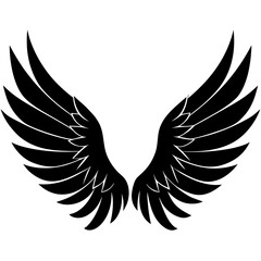 Fototapeta premium Bird wings icon vector, a bird wings silhouette, Vector of bird wings art, bird wings black silhouette vector isolated