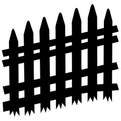 Wooden fence icon vector, a fence silhouette, Vector of wooden fence art, wooden fence black silhouette vector isolated