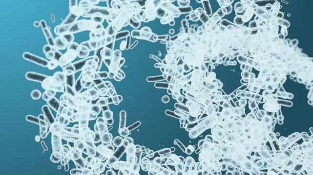 Enterobacteriaceae, gram-negative rod-shaped bacteria, part of intestinal microbiome and causative agents of different infections, 3D rendering. Escherichia coli, Klebsiella, Enterobacter and other	