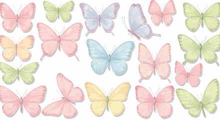 Watercolor butterfly pattern with pastel colors for backgrounds and decorations, dreamy and delicate