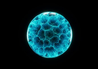 Futuristic Blue Glowing Planet