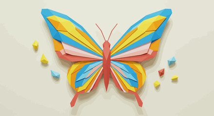 Naklejka premium Geometric Butterfly Illustration: A Colorful and Modern Take on Nature's Beauty