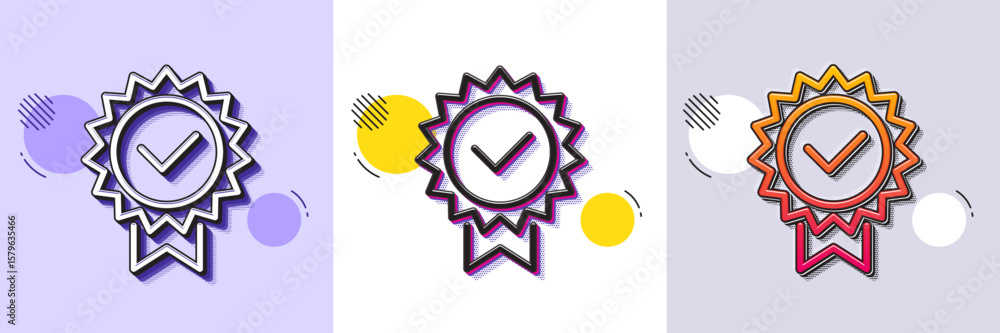 Poster certificate line icon. halftone dotted pattern. gradient icon with grain shadow. verified award sign
