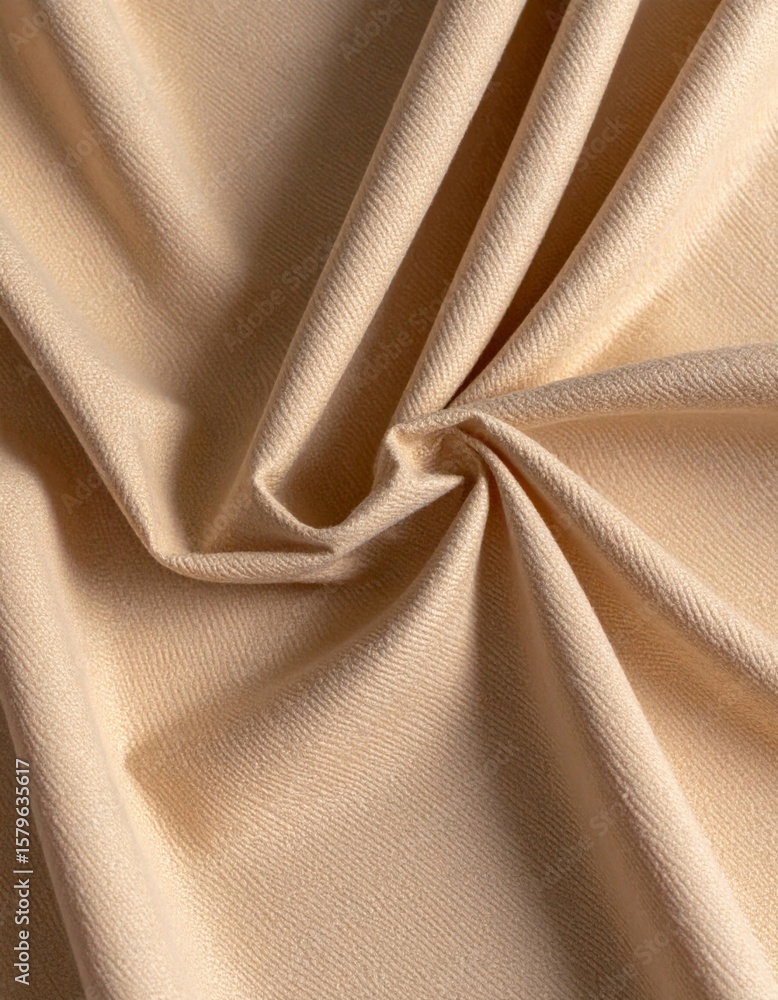 Poster beige fabric texture with soft lighting in a swirl pattern close up