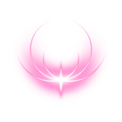 Pink glowing abstract emblem with transparent background
