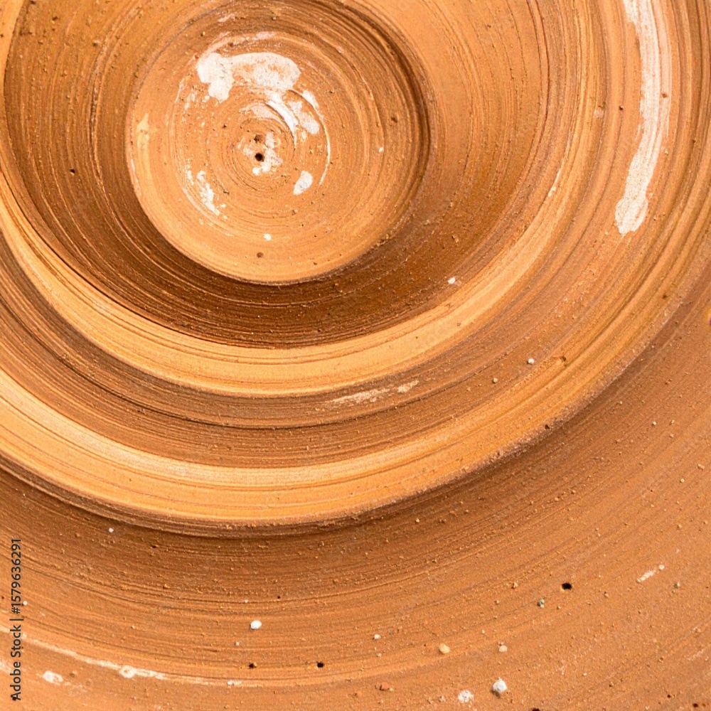 Poster abstract brown ceramic texture with concentric circular pattern detail