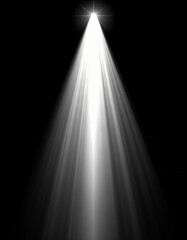 Single White Spotlight Beam Shining Down in Dark Background Illuminating Focus