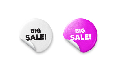 Big sale sticker tags. Glitter paper price badge. Big Sale tag. Special offer price sign. Advertising Discounts symbol. Offer round sticker. Promo banner. Vector