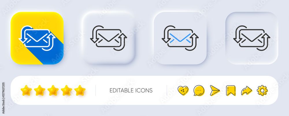 Aufkleber refresh mail line icon. neumorphic, flat shadow, 3d buttons. new messages correspondence sign. e-mai