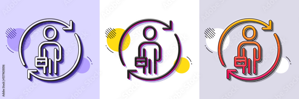 Poster replacement line icon. halftone dotted pattern. gradient icon with grain shadow. staff renewal sign.
