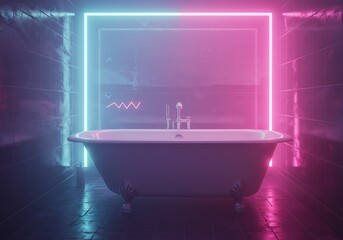Futuristic bathtub with neon lights