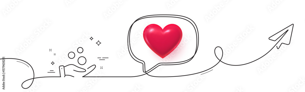 Poster donation money line icon. continuous line with share plane. money savings sign. donate cash symbol. 