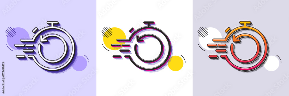 Poster fast recovery info line icon. halftone dotted pattern. gradient icon with grain shadow. backup data 