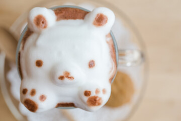 A cup of coffee with cute latte art