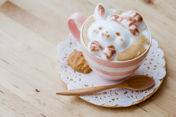 A cup of coffee with cute latte art