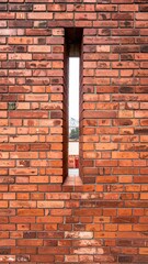 Red Brick Wall with Narrow Vertical Opening in the Middle Day Time Structure