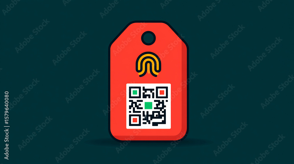Poster red qr code tag vector illustration for product identification and traceability technology design