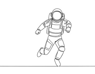 Fototapeta premium Astronaut in continuous line drawing