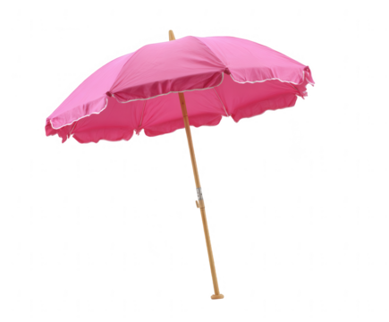 Pink beach umbrella isolated on a white background, png, transparent