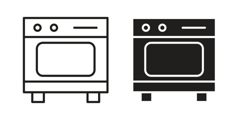 Oven icon vector modern flat and stroke designs