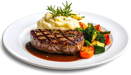 Grilled steak with mashed potatoes and vegetables (2)