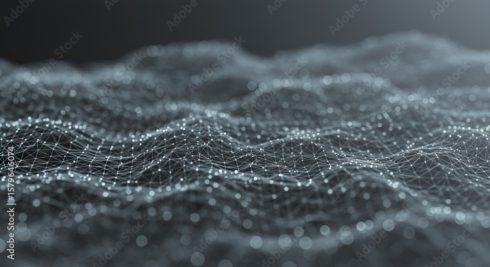 Poster futuristic abstract technology background with connected dots and lines design
