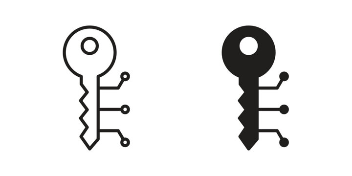 Digital key icon vector modern flat and stroke designs