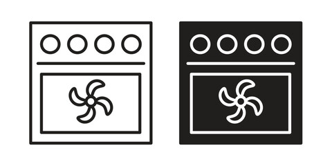 Convection turbofan stove icon vector modern flat and stroke designs