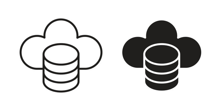 Cloud server icon vector modern flat and stroke designs