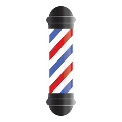 Barber pole icon vector sign illlustration design isolated. Colorful Classic Barber shop Pole signboard with a shop pole with red, blue and white stripes isolated on white background. EPS 10
