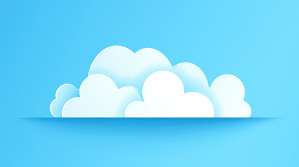 Minimalist White Cloud Illustration on Bright Blue Sky Background for Modern Digital Design, Web, and Creative Concept