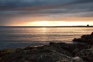 Colorful sunset by the sea