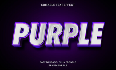 Editable Text effect template 3d bold purple neon glow typeface