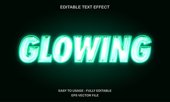 Glowing text, Editable Text effect template, 3d bold green neon glow typeface - Powered by Adobe