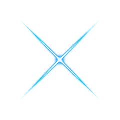 Blue glowing X-shaped light with transparent background
