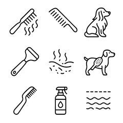 Trimmed coat fur vector icons brushing icon conditioner shedding grooming tangle tool