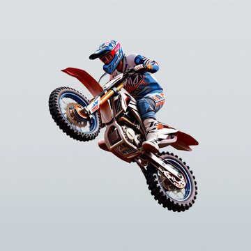 Dynamic motocross stunt performance animation isolated asset, transparent 4K video, alpha channel, ProRes 4444