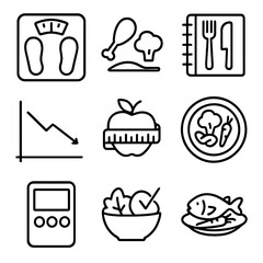 Measure management apple icon icons salad weighing food weight meal log vector